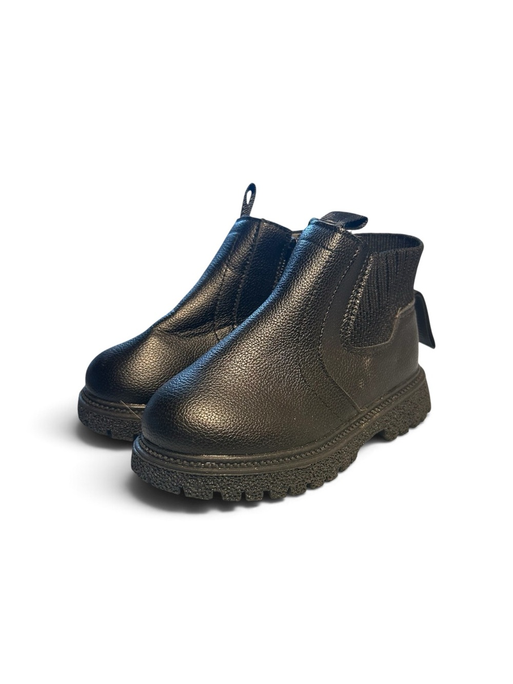 Kids Black Chelsea Boots with Rugged Sole
